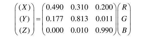 RGB顏色空間轉(zhuǎn)換XYZ顏色空間