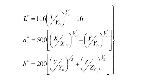 Lab顏色空間L、a、b值計(jì)算公式